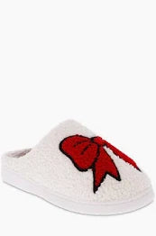 Mia Cozi Red Bow Christmas Slippers