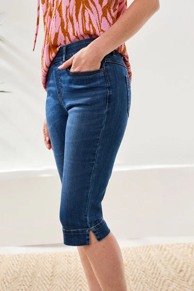 Tribal Audrey Pull-On Pedal Pusher Faded Blue