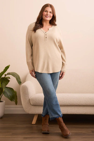 Tribal Henley Button Top