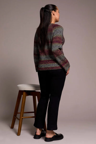 Combed Cotton V-Neck Sweater in Wine