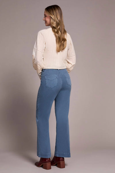 Tribal Stretch Fly Front Wide Leg Pants