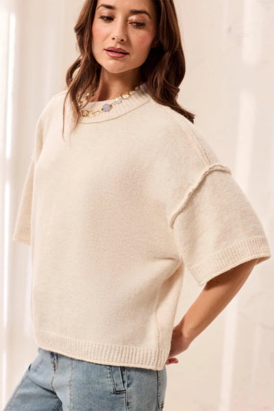 Lightweight Drop Shoulder Elbow Sleeve Sweater