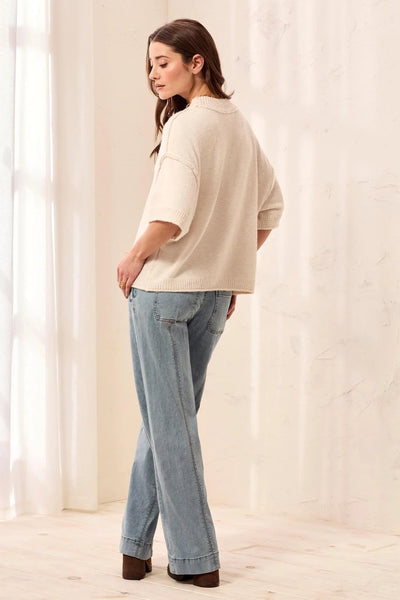 Lightweight Drop Shoulder Elbow Sleeve Sweater