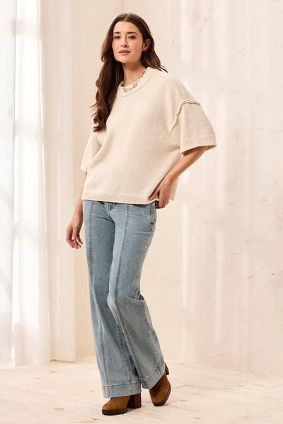 Lightweight Drop Shoulder Elbow Sleeve Sweater