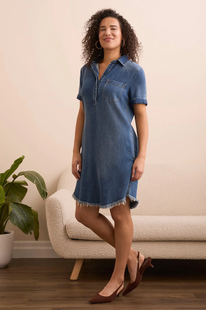 flowy denim dress Tribal Pop Over Denim Shirt Dress – Lillie Kate Boutique