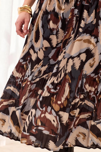 Flowy Plisse Printed Crepe Skirt