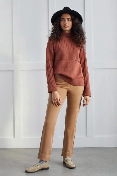 Tribal Funnel Neck Copper Sweater