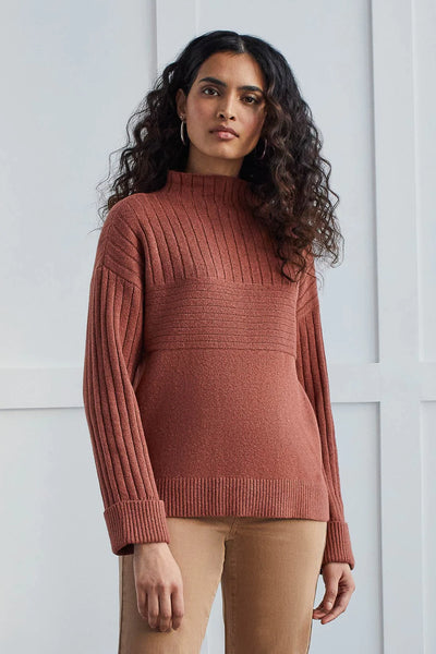 Tribal Funnel Neck Copper Sweater