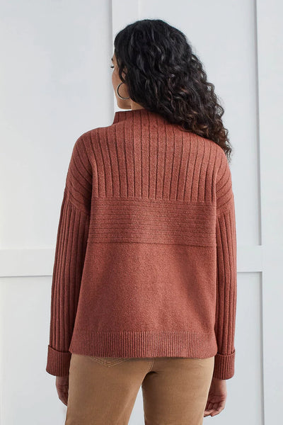 Tribal Funnel Neck Copper Sweater