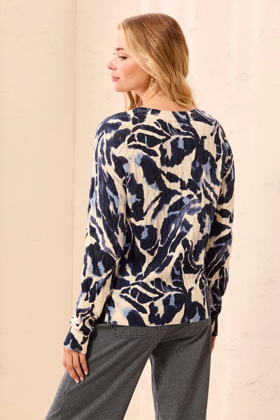 Tribal Cable Cotton Crew Neck Sweater