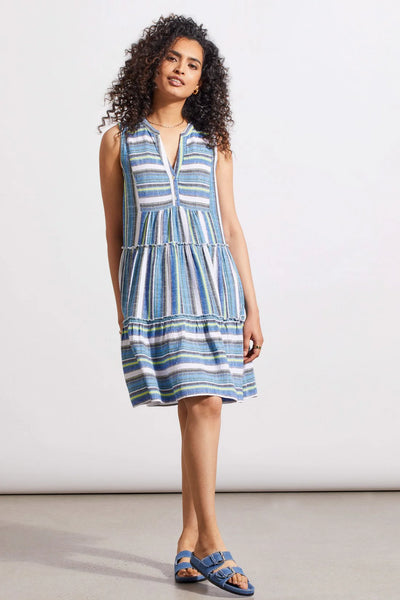 Tribal Blue Sea Stripe Dress