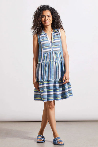 Tribal Blue Sea Stripe Dress