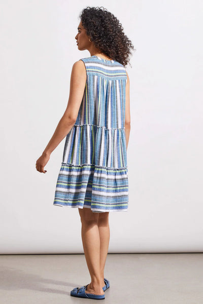 Tribal Blue Sea Stripe Dress