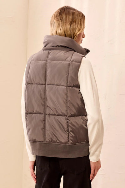 Tribal Quilted Puffer Vest With Removable Hood