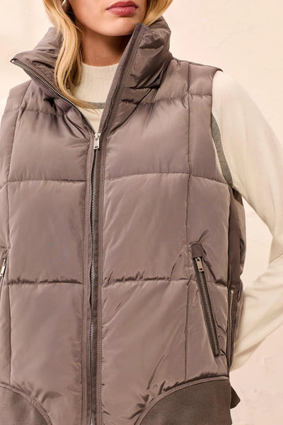 Tribal Quilted Puffer Vest With Removable Hood