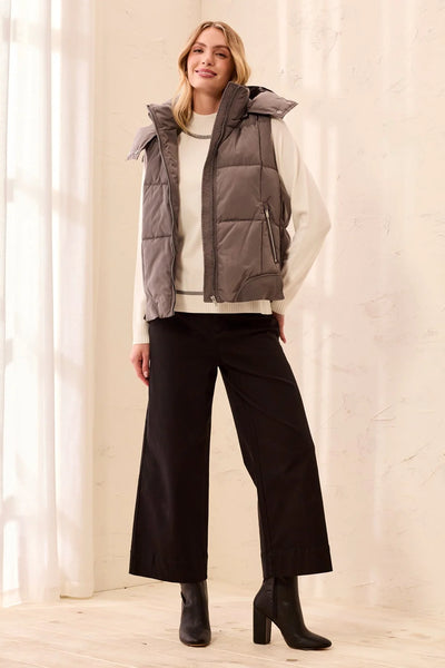 Tribal Quilted Puffer Vest With Removable Hood