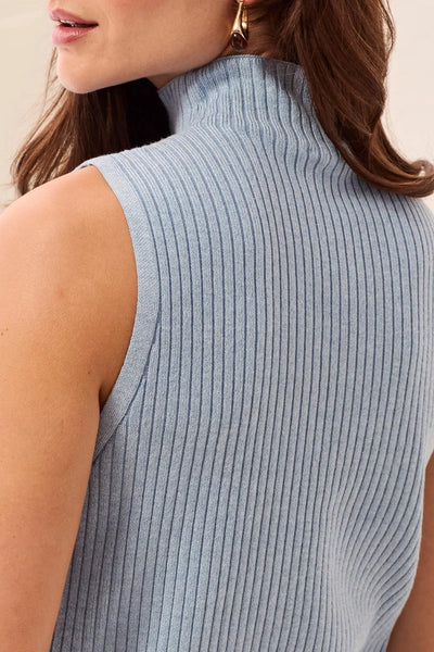 Ribbed Funnel Neck Knit Tank - H Fog