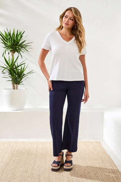 Tribal  V-Neck Top With Double Trim Detail
