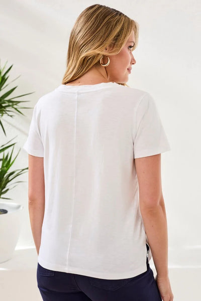 Tribal  V-Neck Top With Double Trim Detail