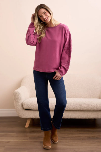 Tribal Roseberry Drop Shoulder Top