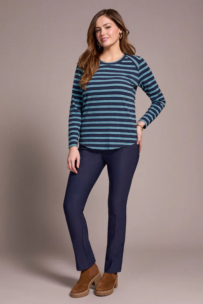Stripe Slub Knit Crew Neck Top