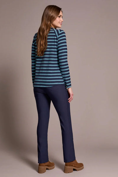 Stripe Slub Knit Crew Neck Top