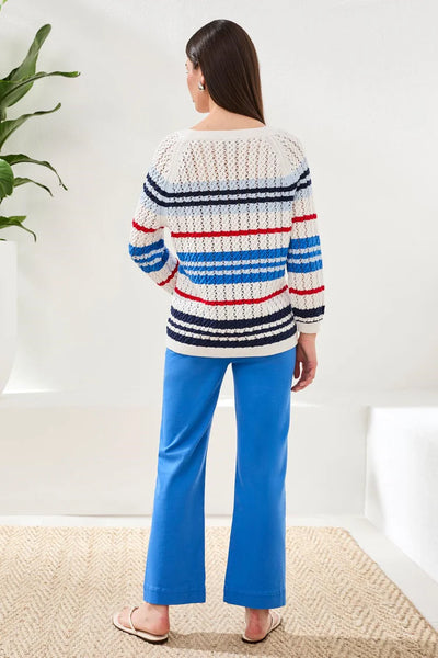 Tribal Striped Cotton Crew Neck Sweater