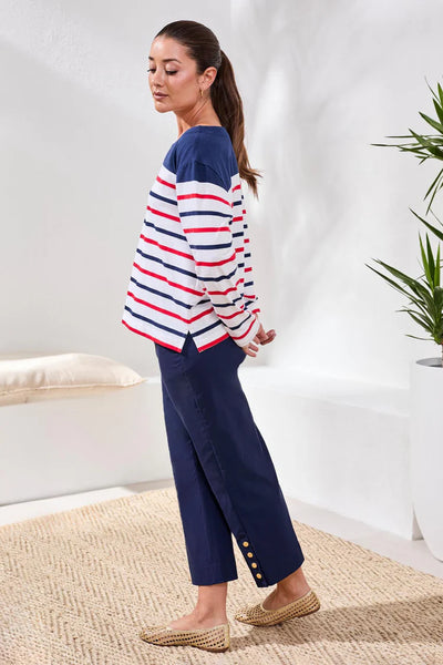 Tribal Yarn Dye Knit Boat Neck Top