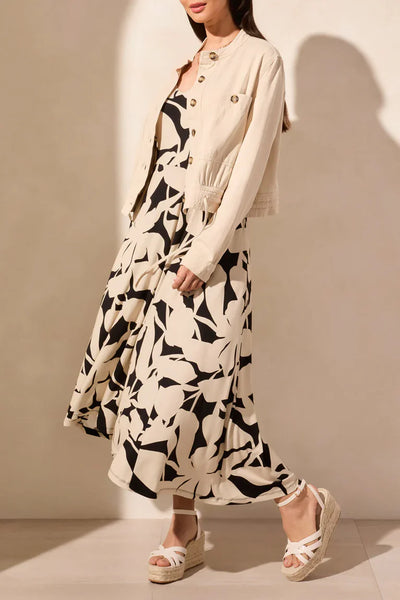 Tribal Drawstring Waist Jacket with Buttons