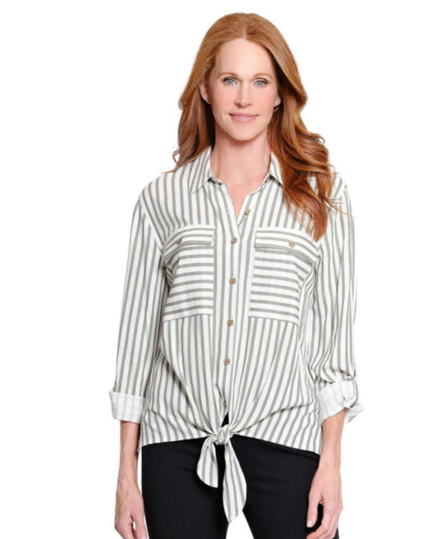 Multiples Drop Shoulder Tie Waist Woven Shirt