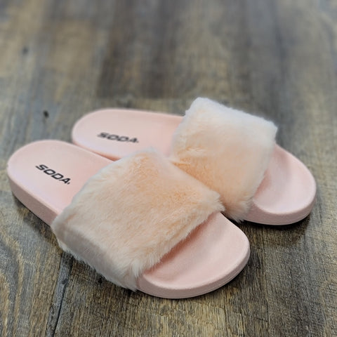 Light Pink Fuzzy House Slippers