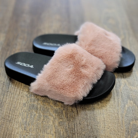 Mauve Fuzzy House Slippers