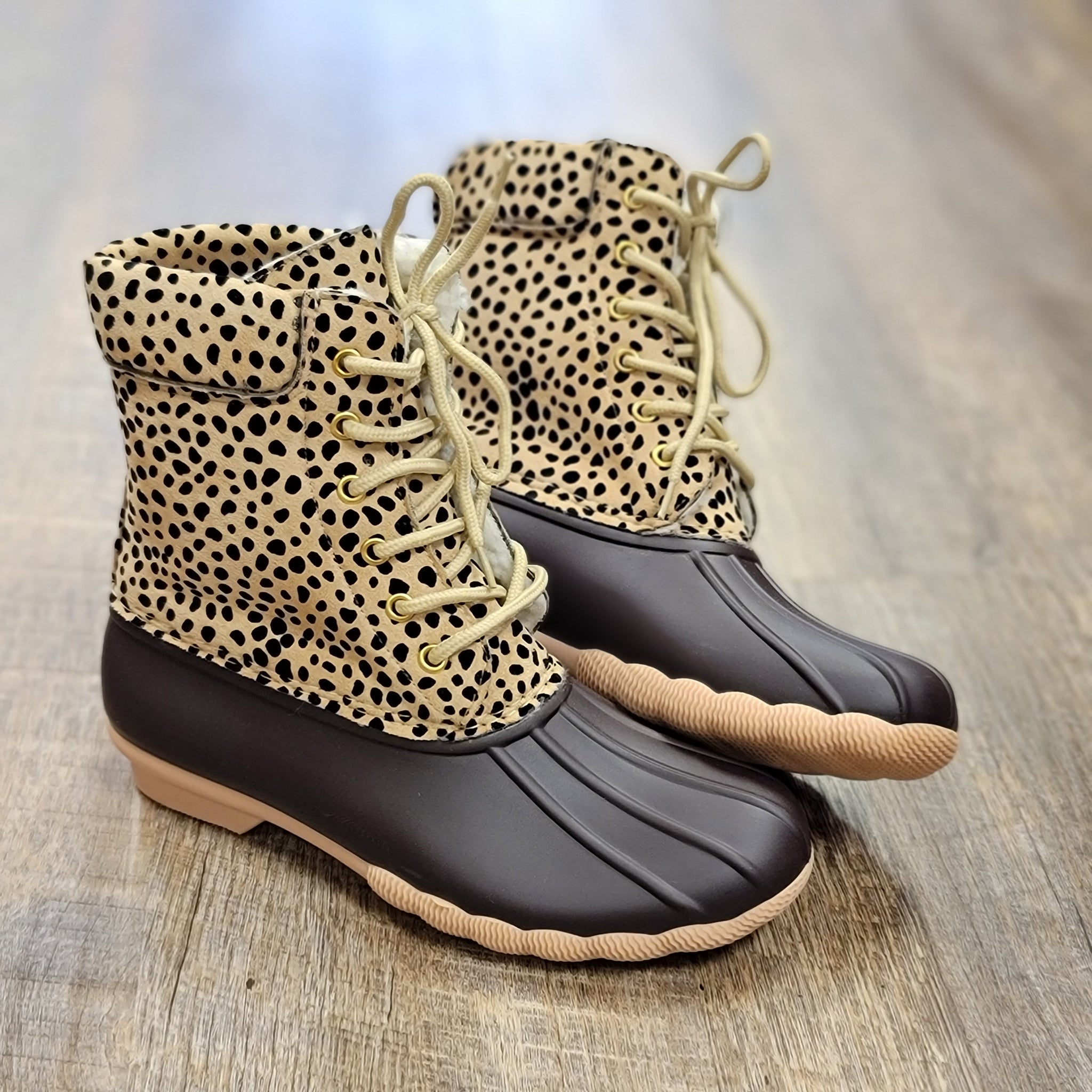 Cheetah Lace Up Duck Boot