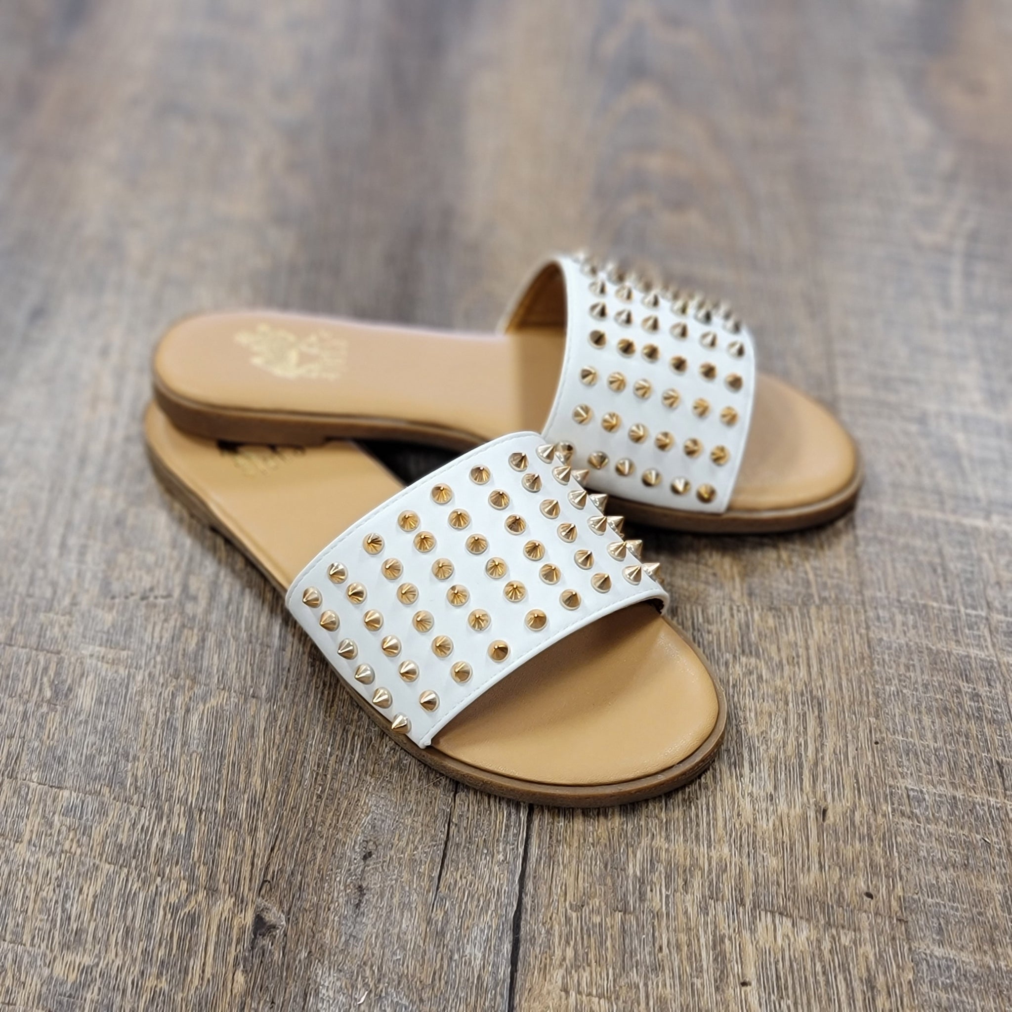 White & Gold Studded Sandal
