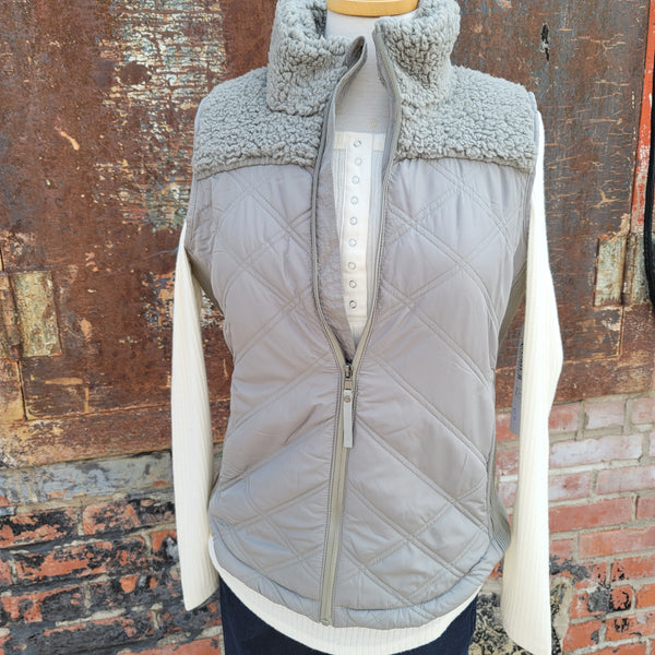 Tribal Forest Green Sherpa Quilted Vest