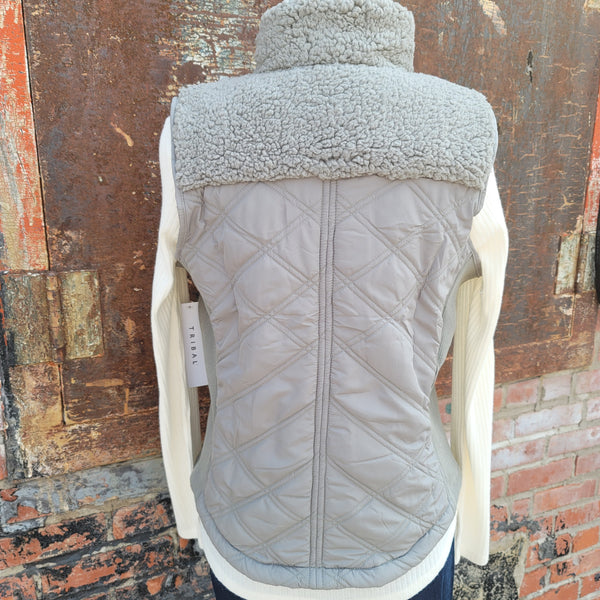 Tribal Forest Green Sherpa Quilted Vest
