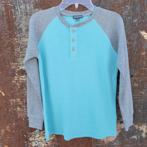 Color Block Reglan Thermal In Aqua