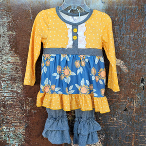 Yellow and Navy Floral Sister Sets