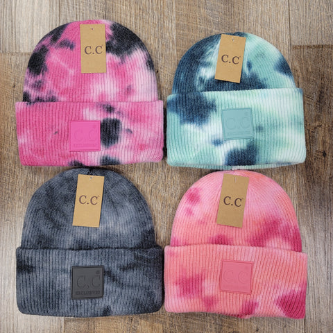 C.C Tie Dye Beanie With Rubber Label