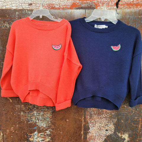 Spring Watermelon Hi-Low Lightweight Sweater