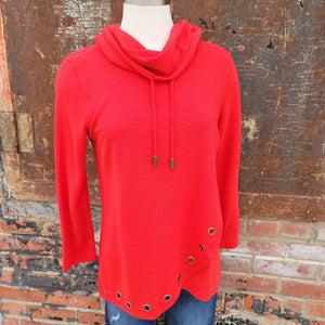 Multiples Red Cowl-Neck Top