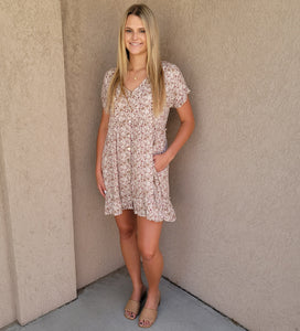 Floral Button Down Dress with Pockets