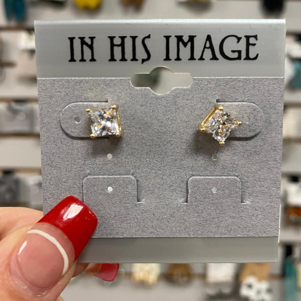 7mm Square Studs- Silver & Gold