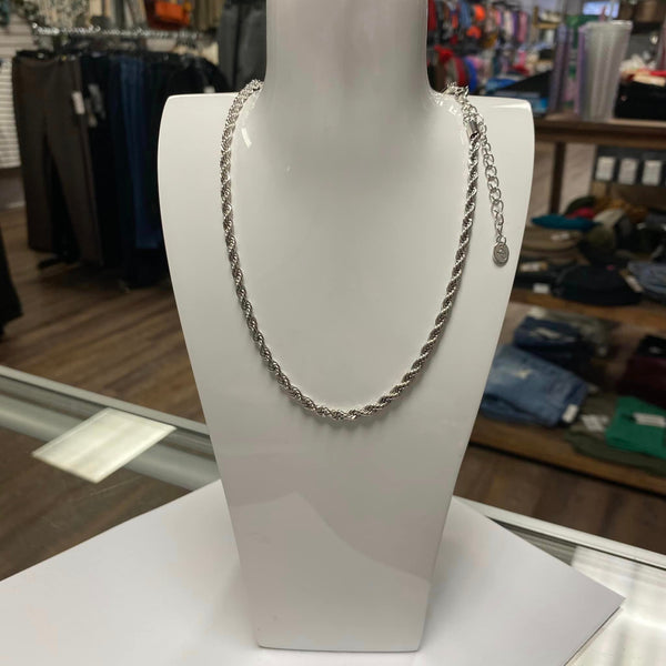 Small Silver Twist Chain and Earring Set