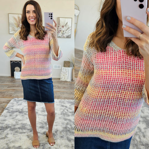 Charlie B: Multicolor Pastel Crochet Top