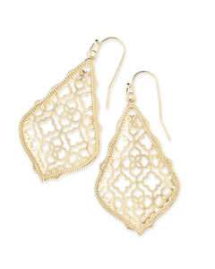 Addie Gold Drop Earrings In Gold Filigree Mix