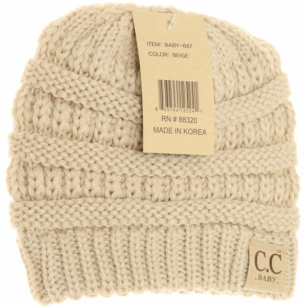 C.C Beanie Baby Solid Knit Hat in Beige
