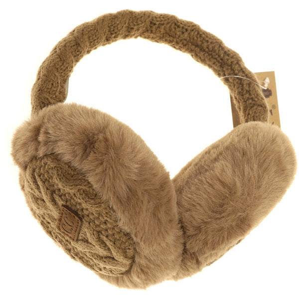 C.C Beanie Cable Knit Faux Fur Earmuff