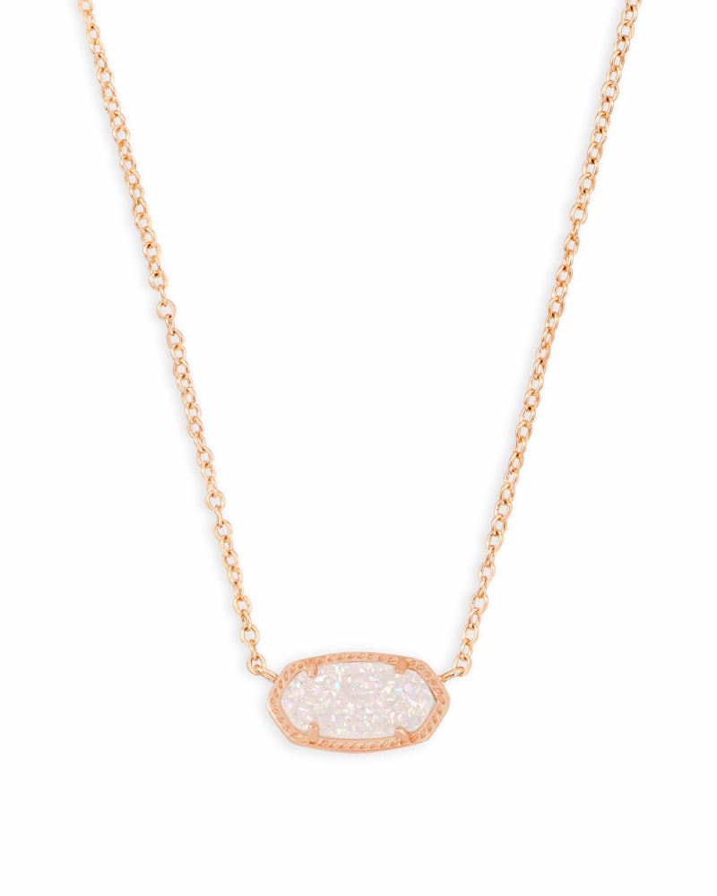 Elisa Rose Gold Pendant Necklace In Iridescent Drusy