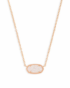 Elisa Rose Gold Pendant Necklace In Iridescent Drusy